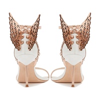 Sandales sexy en daim pour femme, à talon aiguille, antidérapantes, à enfiler, avec détails papillon en métal, pour l'été et l'extérieur