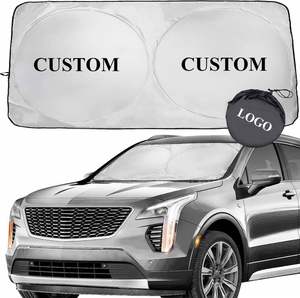 Foldable Front Windshield Sun <b>Shade</b> Polyester UV Sun Heat Car Sun <b>Shades</b> Auto Double Circle Car Sunshade With Custom Logo Print - Product Image 1
