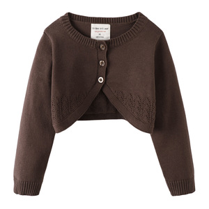Boléro en coton pur pour femme, Cardigan tricoté à manches longues, dentelle, vente en gros, 2020 - Product Image 3