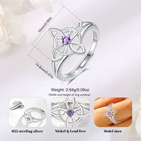 Changda Mens Witchy Bijoux Mariage 925 Sterling Silver Witch Fairy Magic Wicca Knot Ring pour les femmes