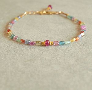 Pulsera de turmalina de sandía delicada de alta calidad al por mayor joyería de cristal curativo hecha a mano joyería impermeable que no se deslustra - Product Image 1