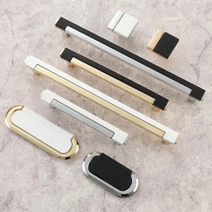 Armoire de luxe minimaliste de luxe pour porte à tiroir, poignée en alliage de zinc, <span class=keywords><strong>patchwork</strong></span> bicolore, armoire pour la cuisine - Product Image 4