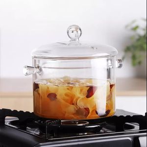 Marmites de cuisine transparentes à double oreille de grande taille, marmite de cuisine en verre borosilicate - Product Image 3