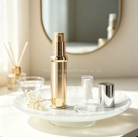 Flacon de luxe en plastique 15ml 30ml avec pompe sans air, or/argent, rechargeable, pour fond de teint, sérum, conteneur sous vide, flacons de soin de la peau