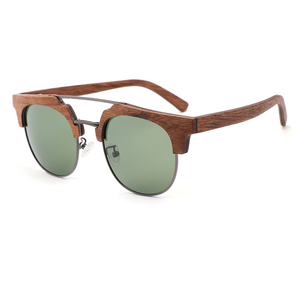 Kính mát bằng gỗ: NỬA KHUNG gỗ TRIM, đôi kim loại mũi Bridge & ống kính phân cực & logo khắc logo cho trang trí hàng ngày - Product Image 3