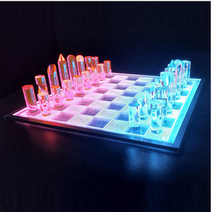 Juego de Ajedrez de Acrílico de Lujo <span class=keywords><strong>JSM</strong></span> de Alta Gama, Duradero, con Luz LED de Neón, Diseño Transparente, Decoración de Escritorio de Oficina, Logotipo Personalizado, Color Personalizado, Regalo - Product Image 2