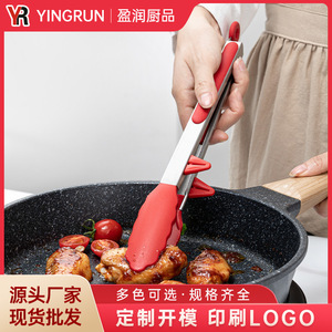 Yingrun Silicone Food Clips Stainless Steel Heat Resistant Barbecue Cake Steak Bread Baking Tools Red And Black - Product Image 5