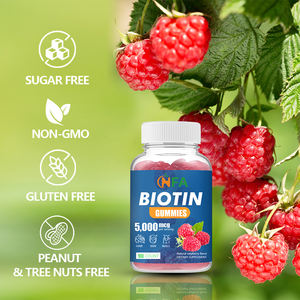OEM/ODM Bonbons gommeux à la biotine Saveur de framboise Bonbons gommes à la biotine 5000mcg Promouvoir la production d'énergie 90 bonbons - Product Image 6