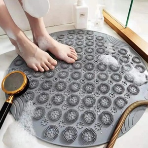 Tapis de bain rond 30/55CM avec trou de drainage, tapis de massage des pieds, tapis de douche doux, tapis de salle de bain antidérapant avec ventouses - Product Image 5
