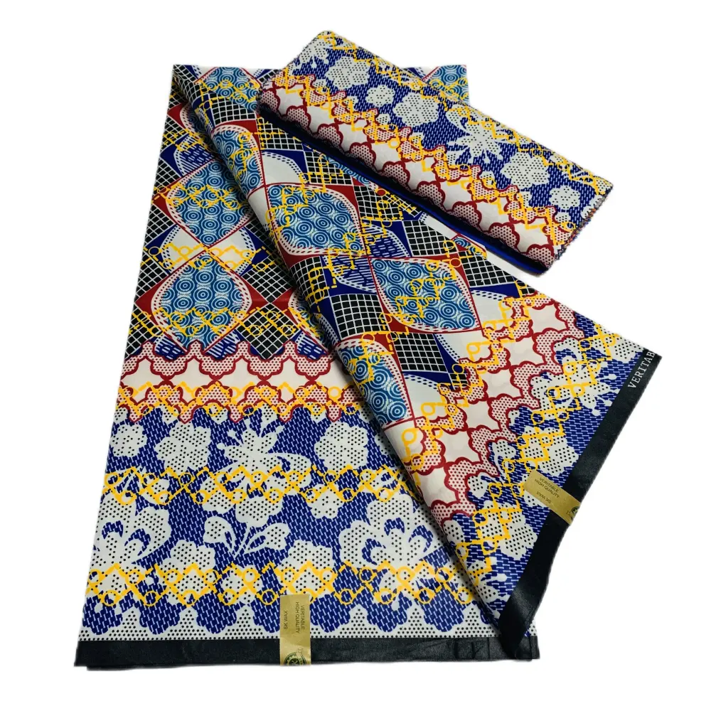 Afrika Batik kumaş % 100% Polyester özel Logo desen balmumu baskılı kumaş 90GSM