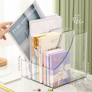 Transparent <b>Desktop</b> File <b>Organizer</b> A4 Size Vertical Office Document Holder Bookshelf Student Stationery Storage Rack - Product Image 1