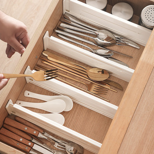 Hot Selling Flexible <b>Drawer</b> <b>Storage</b> Partition Retractable <b>Drawer</b> Divider Kitchen Utensil Compartment Divider - Product Image 1