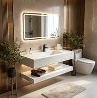 Meubles de salle de bain en dalles de pierre pour hôtels, vasques murales étanches, services d'ingénierie sur mesure OEM/ODM