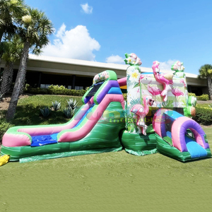 Castillo inflable de flamenco, para uso en seco o mojado, con tobogán, castillo inflable para niños, brincolín. - Product Image 3