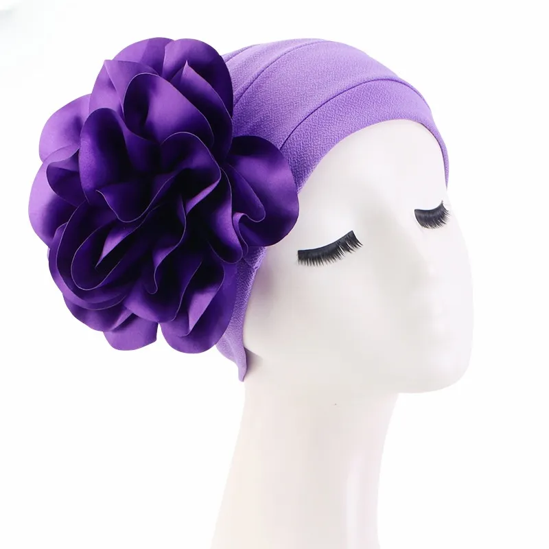 Venta al por mayor de moda de las mujeres de la India de gran flor Headwraps estilos africanos sombreros elásticos turbante con Floral