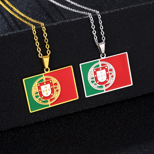 Collares con Forma <span class=keywords><strong>de</strong></span> Mapa <span class=keywords><strong>de</strong></span> <span class=keywords><strong>Portugal</strong></span>, <span class=keywords><strong>de</strong></span> Moda y Gran Venta, con Colgante <span class=keywords><strong>de</strong></span> la Bandera Portuguesa en Acero Inoxidable con Acabado Colorido, para Parejas - Product Image 2