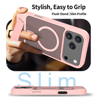 Coque de téléphone magnétique populaire pour iPhone 17 Pro Max avec support, coque de téléphone portable translucide mate antichoc souple