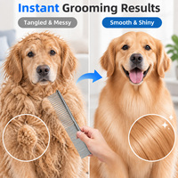 Kit de toilettage pour animaux double face 6-en-1, produits de nettoyage et de toilettage pour animaux, kit d'outils réutilisables pour enlever les poils d'animaux, brosse démêlante, peignes anti-poux