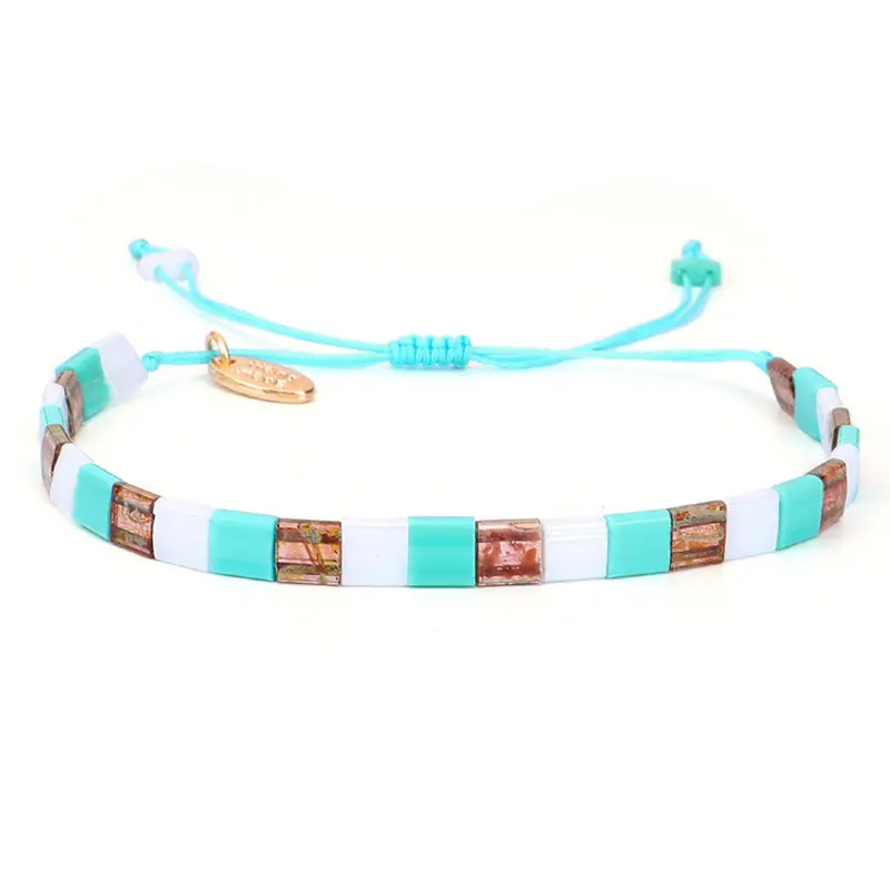 Braccialetto di gioielli di perline tila fatto a mano di moda personalizzato a buon mercato all'ingrosso braccialetto di piastrelle di perline di smalto elasticizzato elastico colorato