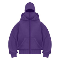 Veste de sport rétro professionnelle pour homme, à double capuche zippée, doublée polaire, couleur unie, qualité supérieure, avec détection d'aiguilles