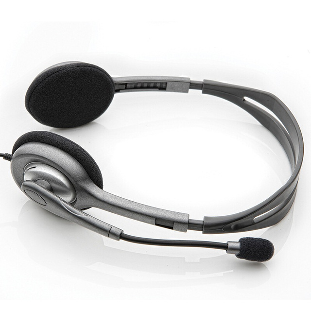 For H111 On-Ear & Over-Ear Stereo Headphones with Microphone 3.5mm Plug ABS Material Grey for Professional Computer Use
