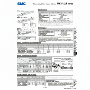 Cilindro sin vástago SMC Pneumatics, cilindros articulados mecánicamente, categoría de producto - Product Image 1