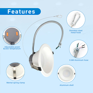 Downlight encastré en aluminium <span class=keywords><strong>pour</strong></span> intérieur, 8 pouces, 26W-22W-16W, CRI80+, IP54, LED commerciale, 110 ° Angle de faisceau 5CCT - Product Image 3