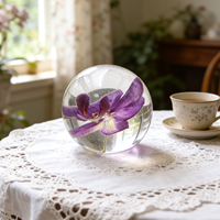 Artisanat en résine Globe à neige Boule de cristal en résine Sphère Arc-en-ciel Fleur de miel intégrée Boule en résine pour décoration de la maison Cadeau de Noël