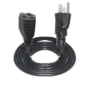 US Power Cable Wire Male to Female End 110v Usa Nema 5-15r 5-15p extension power cord