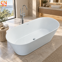 Baignoire autoportante en acrylique, grande baignoire ovale pour deux personnes, pour salle de bain moderne