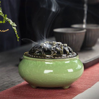 Décoration d'encens de luxe, brûleur d'encens en bois de santal en céramique à main cadeau/
