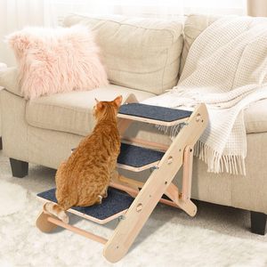 <span class=keywords><strong>2</strong></span>-in-1 pieghevole cane gatto scale per letti divano e auto <span class=keywords><strong>3</strong></span> passi portatile rampa per cani altezza regolabile in legno Pet scale - Product Image 6