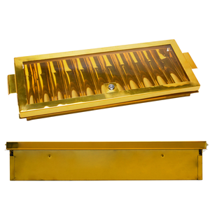 LANGE LANGE1503 Plateau à jetons de <span class=keywords><strong>casino</strong></span> à 15 colonnes et deux niveaux avec couvercle en métal titane doré et serrures, roulettes amovibles et lavable - Product Image 2