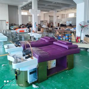 Kisen – nouveau meuble de salon de coiffure, <span class=keywords><strong>shampoing</strong></span> <span class=keywords><strong>violet</strong></span> avec circulation d'eau, lavage du dos, bol blanc à vendre - Product Image 1