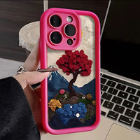 Coque de téléphone personnalisée avec peinture à l'huile de paysage, couleur bonbon fleuri, givrée et antichoc pour iPhone 17 16 15 Pro Max 14 13 12