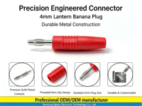 Prise banane nickelée de 4 mm / médicale avec isolation en PVC, prise de batterie en laiton flexible à assembler et à souder, prise banane de 4 mm