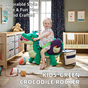 <span class=keywords><strong>Cheval</strong></span> à <span class=keywords><strong>bascule</strong></span> en bois pour garçons de 1 à 3 ans avec balançoire en crocodile vert Rocker éducatif en peluche en plastique - Product Image 3
