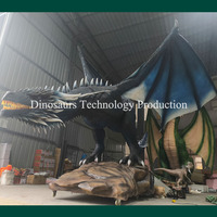 Modèle d'animatronique de dragon bleu glacé mythique à vendre, grand modèle sur le thème des animaux pour parc à thème