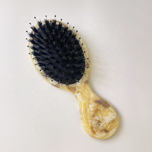 Cepillo de pelo de acetato de mango corto pequeño de alta calidad para mujer, mezcla de colores, cepillo rosa, moderno y portátil - Product Image 4