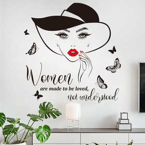Adesivi <span class=keywords><strong>murali</strong></span> Sexy per ragazze con labbra rosse semplificati slogan inglese decorazione per camera da letto adesivi autoadesivi - Product Image 5