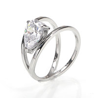 Funkelnder Birnenförmiger Zirkon Bypass-Ring aus Edelstahl, Modeschmuck-Ring, Solitärring für Frauen zum Täglichen Tragen