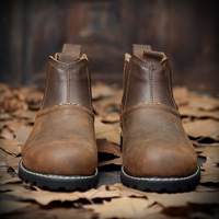 Bottes Chelsea mi-mollet pour homme de haute qualité, dessus en cuir véritable, semelle en caoutchouc, fermeture à enfiler, taille 38-48