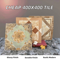 Harga Terjangkau Ubin Lantai Keramik Glossy 400x400mm untuk Villa Modern, Tebal 8mm, Anti Selip, Bahan Firebrick, Cocok untuk Ruangan, Ekspor
