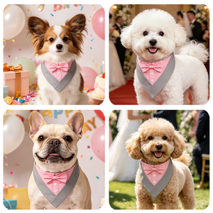 Esmoquin para Perro Tanpopo Gentleman en Gris y Rosa <span class=keywords><strong>con</strong></span> Corbata de Moño, Pañuelo para Perro para Bodas, Cumpleaños, Disfraces, Collar Festivo para Perros - Product Image 3