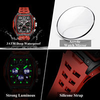 Montre-bracelet sport Poedagar 636 pour homme, personnalisable avec logo, analogique-numérique, quartz, résistante à l'eau, lumineuse.