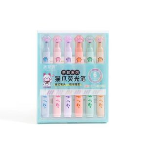 Set de Marcadores con Diseño de Pata de Gato, 6 Colores, Punta Plana, para Estudiantes y Diarios - Product Image 5