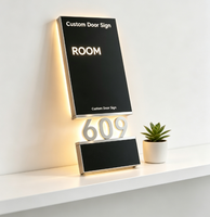 Plaque de porte d'hôtel personnalisée en fer avec rétroéclairage LED, numéro de chambre, plaque de numéro de maison, écologique, résistante à l'eau, décoration