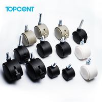 Roulettes en nylon TOPCENT pour chaises de mobilier, 1,5/2 pouces, 30mm, 40mm, 50mm, roulettes en plastique pour vente en gros