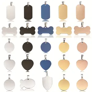 Zilver Goud Zwart Huisdier Naamplaatje Rvs Staal Hond Kat Naam Tags Halsband Accessoires Aangepaste Huisdier Id Tag Metalen Blanco Hanger