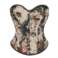 Corset Bustier Vintage en Jean Tissé Fin à Motifs Floraux pour Femme, Amincissant et Sculptant la Taille